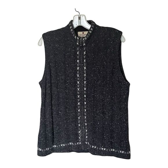 Woolrich Gray Wool-Blend Full Zip Sweater Vest with White Accents Size Large - Picture 1 of 10